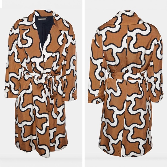 Diane Von Furstenberg - Abstract Swirl Print Silk Lightweight Coat - Picture 2 of 16
